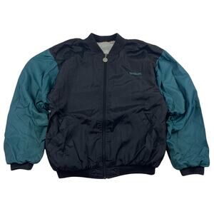 Vintage 90s Wilson Black & Green Windbreaker Gym Athletic Jacket Medium